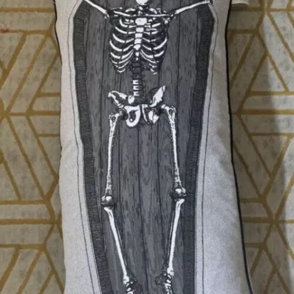 Storehouse Halloween Skeleton Coffin Body Pillow XL Gray Cushion 17" x 35" - Picture 10 of 10